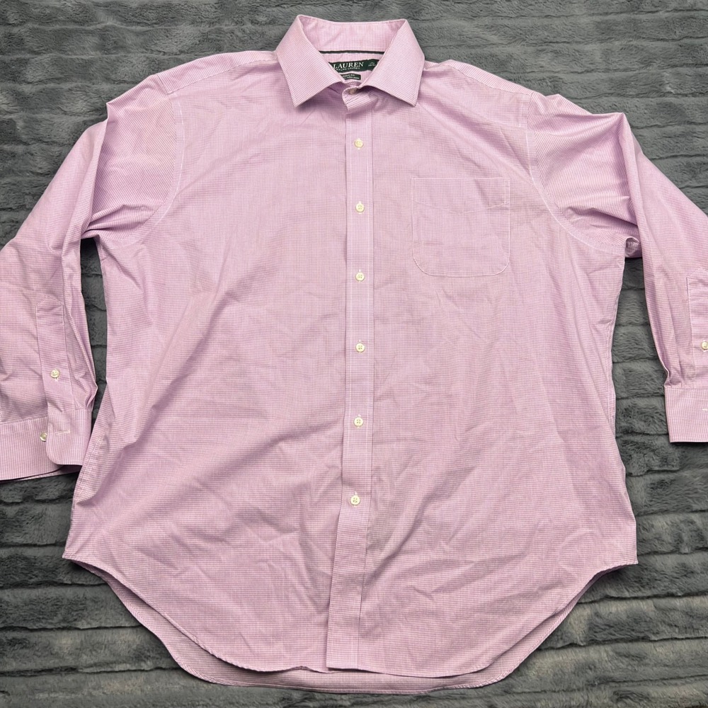 Lauren Ralph Lauren Mens Classic Fit Stretch Non Iron Gingham Shirt 17.5 32/33